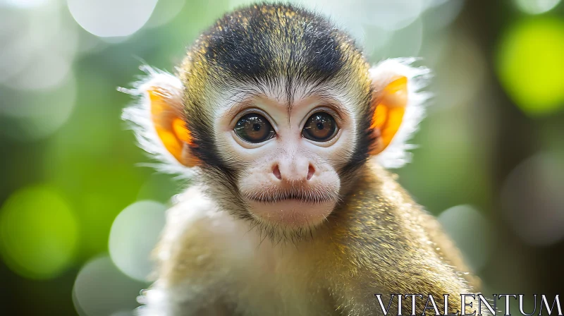 Close-Up Portrait of a Baby Monkey