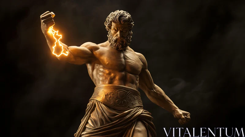 AI ART Majestic Greek Deity with Lightning Bolt