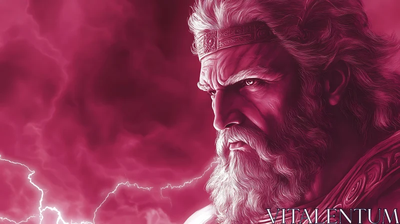 AI ART The King of Olympus: Zeus in Red Hues