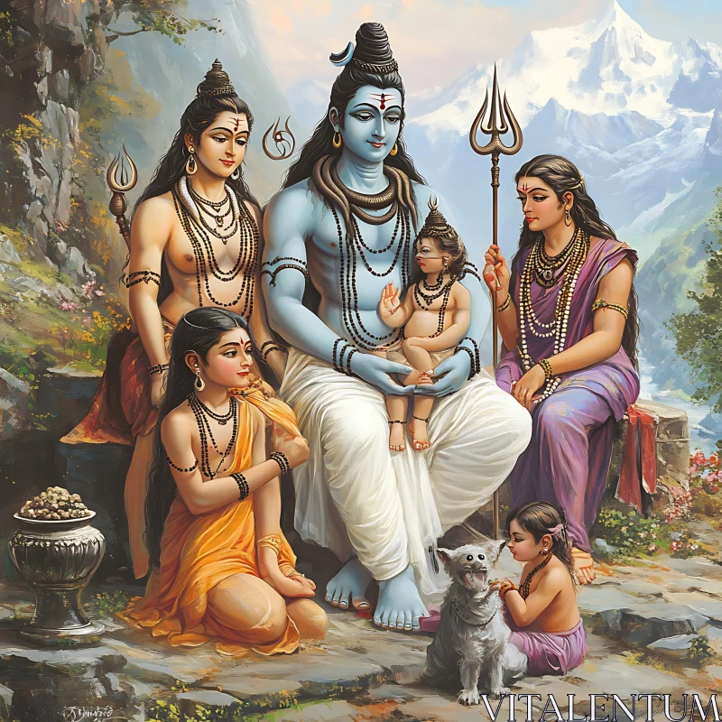 Divine Family Gathering in Nature AI Image