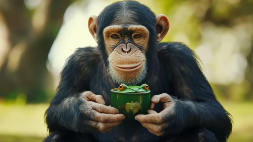 Monkey with Frog in Cup