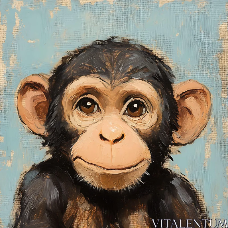 AI ART Detailed Painting of a Young Monkey