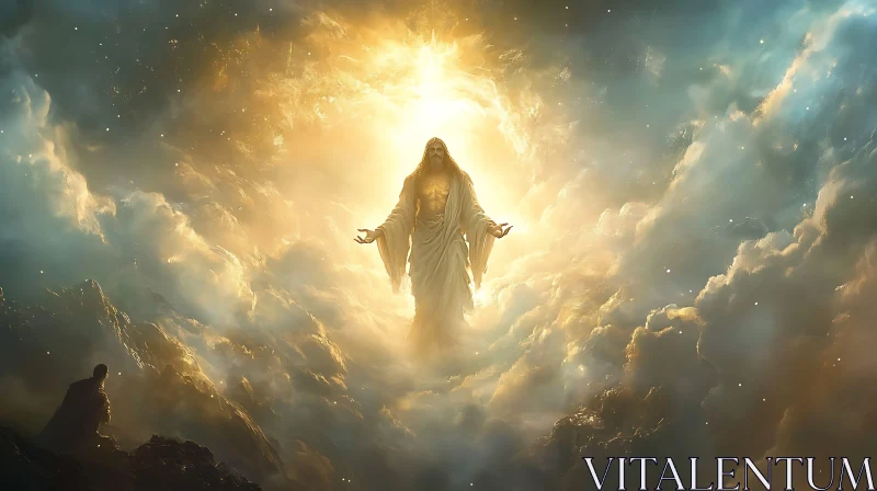 Heavenly Figure In Golden Light AI Image