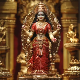 Divine Hindu Goddess Figure in Temple Setting