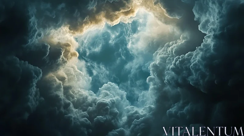 AI ART Dramatic Sky with Sunlit Storm Clouds