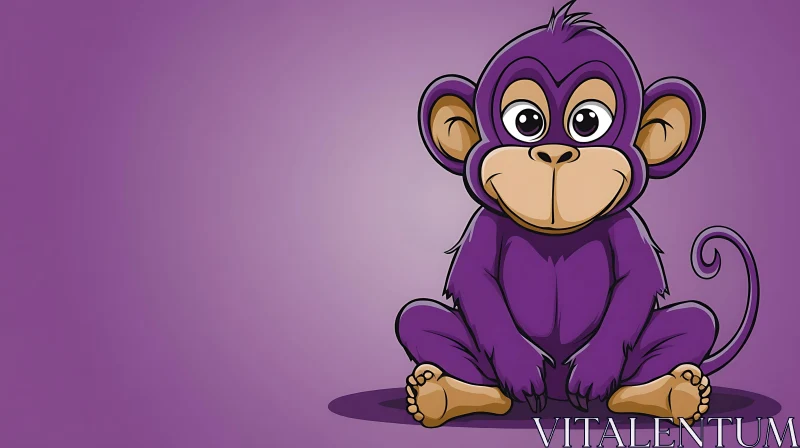 AI ART Adorable Purple Monkey Cartoon Drawing