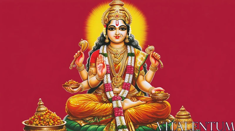 AI ART Indian Goddess Lakshmi in Traditional Art