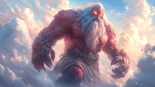 Fiery-Eyed Giant in a Majestic Skyscape