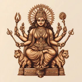 Elegant Depiction of a Multi-Armed Divine Figure