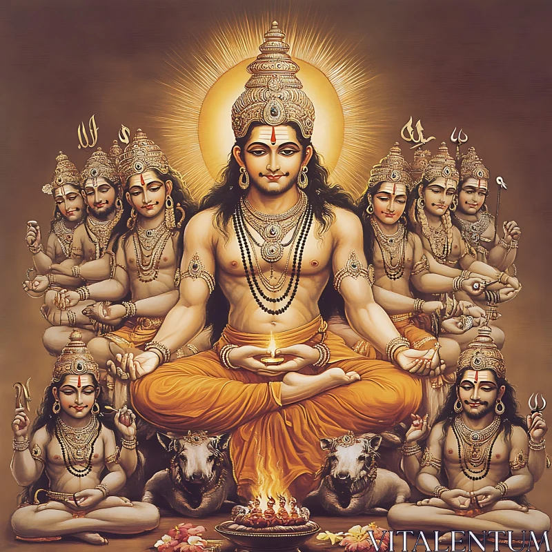 Hindu Deities in Meditation AI Image