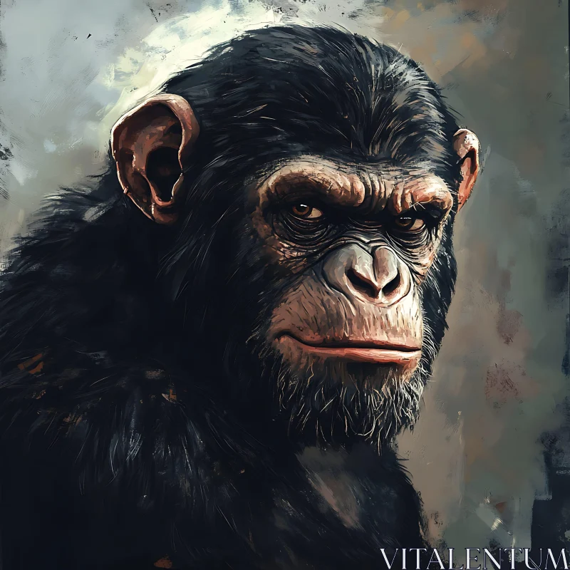 AI ART Contemplative Primate Portrait