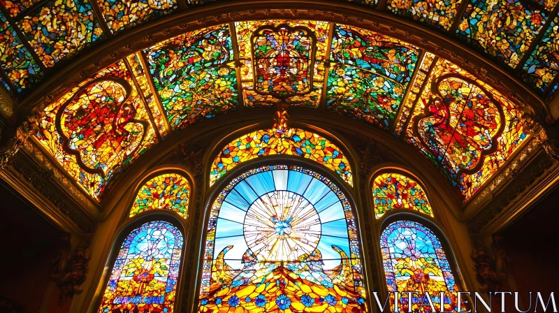 AI ART Exquisite Stained Glass Patterns in a Cathedral Setting