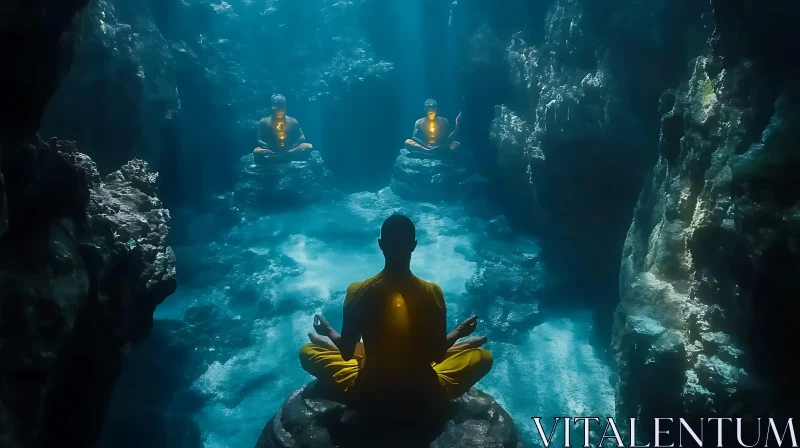 AI ART Serene Underwater Meditation Scene