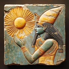 Egyptian Sun Worship Stone Relief