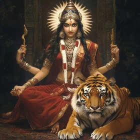 Divine Majesty: Goddess with Tiger