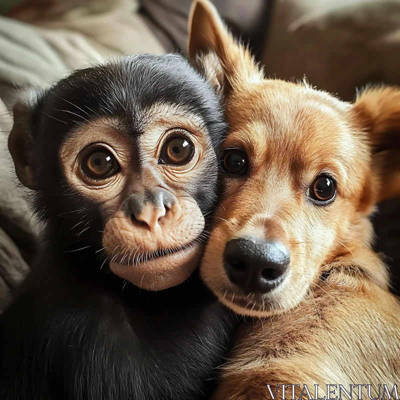 AI ART Monkey and Dog Friendship