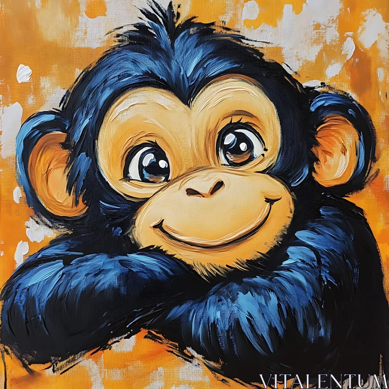 AI ART Joyful Monkey Art with Vibrant Background