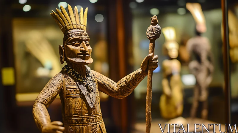 AI ART Detailed Tribal Figure Wooden Carvings on Display