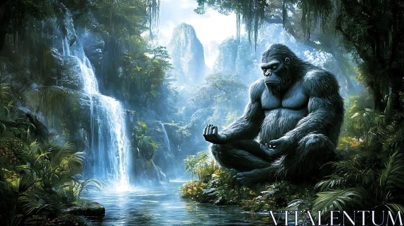 AI ART Gorilla Meditation in Mystical Jungle