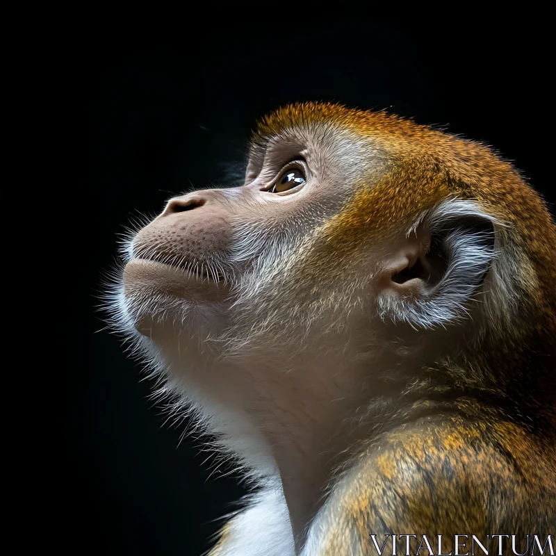 AI ART Monkey Close-Up Side Profile in Dark Background