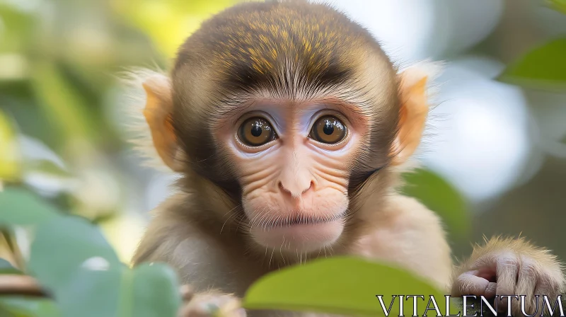 Expressive Young Monkey in Natural Habitat AI Image