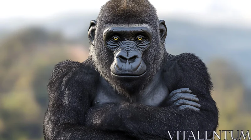 Gorilla with Arms Crossed AI Image