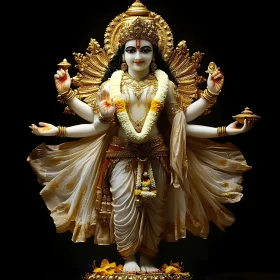 Sculpture of Hindu Deity in Majestic Pose