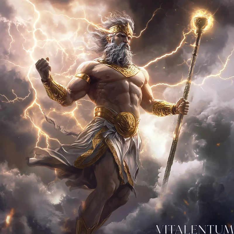 AI ART Mythical God Wielding Lightning in a Stormy Sky