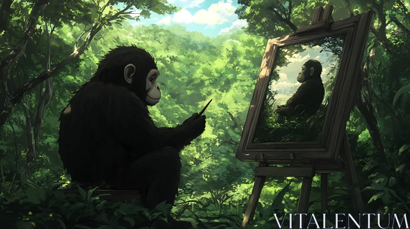 Artistic Monkey in Nature AI Image