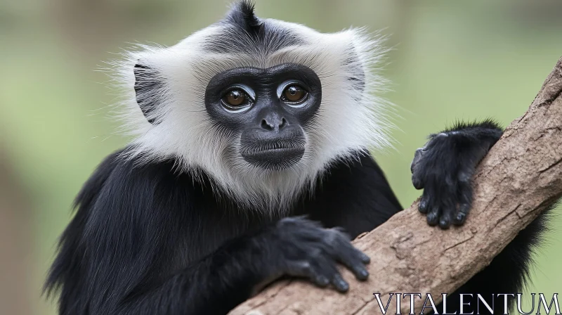 Black-and-White Colobus Monkey in Natural Habitat AI Image