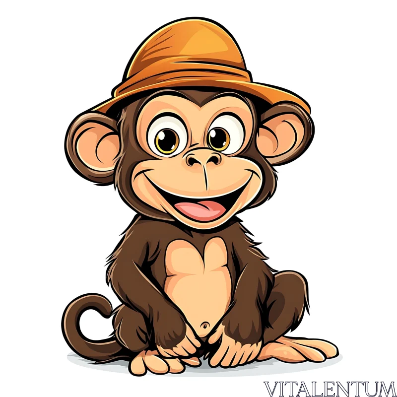 AI ART Adorable Smiling Cartoon Monkey in a Hat