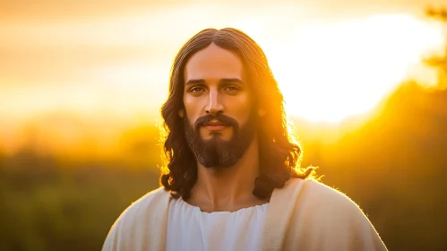 Serene Man in Sunset Glow