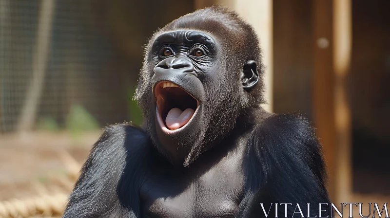 AI ART Astonished Monkey Close-Up with Open Mouth