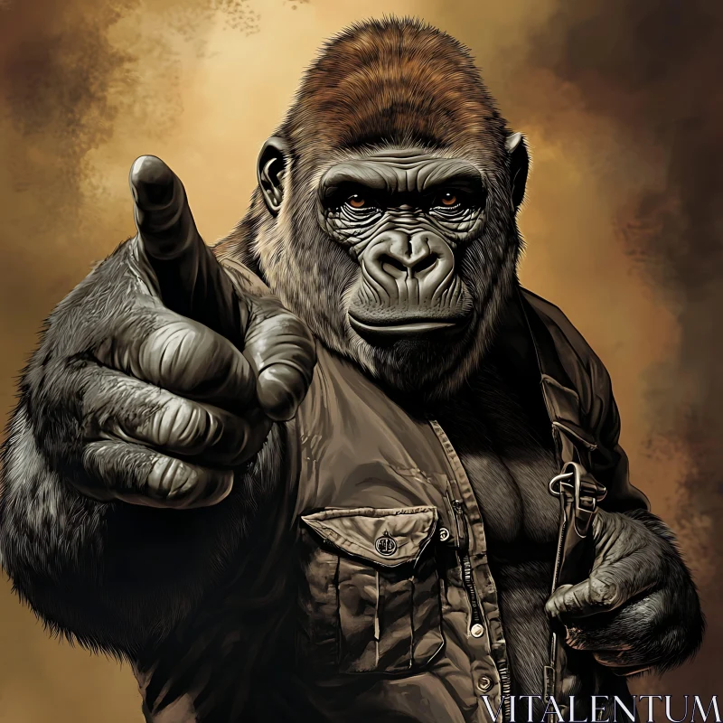 AI ART Military Gorilla Portrait