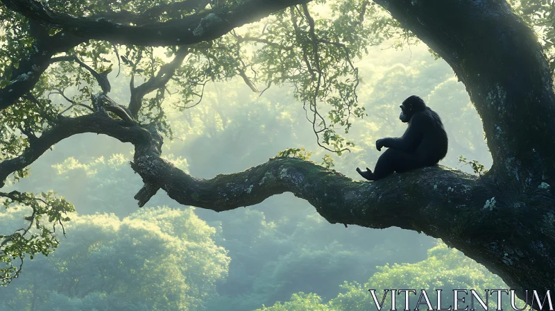 AI ART Tranquil Scene of a Monkey in its Natural Habitat