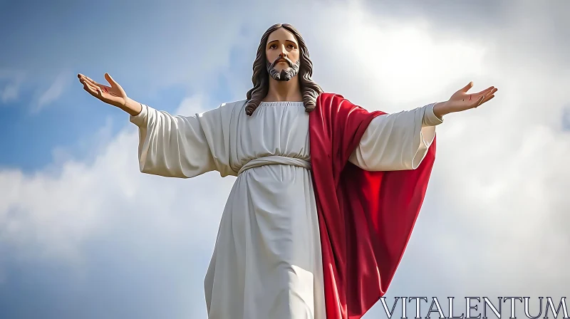 Jesus Christ Statue Monument with Outstretched Arms AI Image