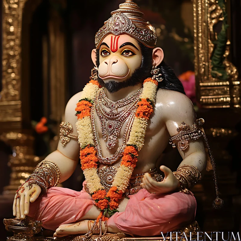 Intricately Adorned Hanuman Statue AI Image