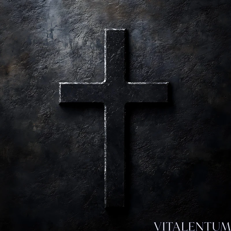 Weathered Stone Cross with Textured Background AI Image