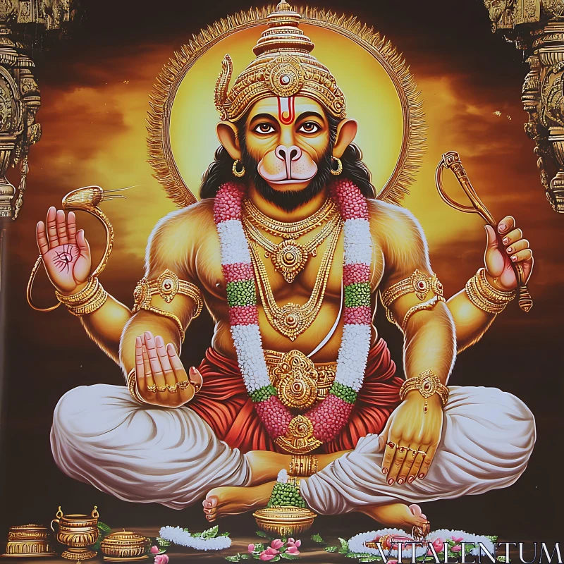 AI ART Sacred Portrait of Hanuman