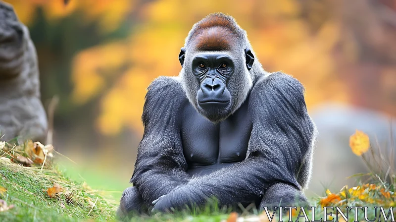 Gorilla Close-Up in Nature AI Image