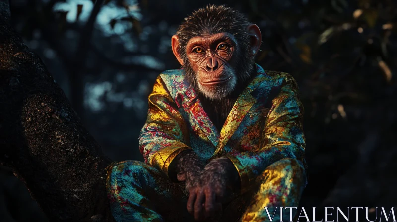 AI ART Stylish Monkey in a Suit in a Forest