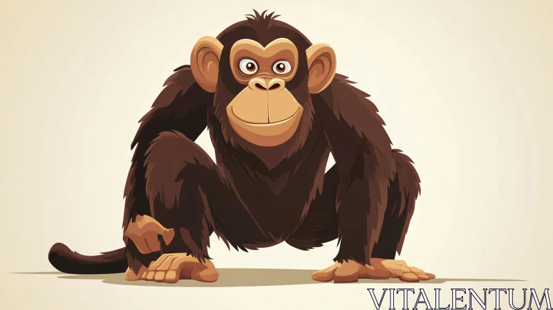 Cheerful Monkey Cartoon Art AI Image