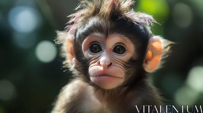 AI ART Detailed Close-Up of a Young Monkey's Face