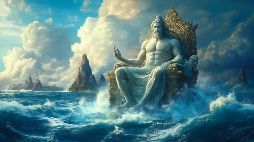 Powerful Sea Deity Commanding the Ocean