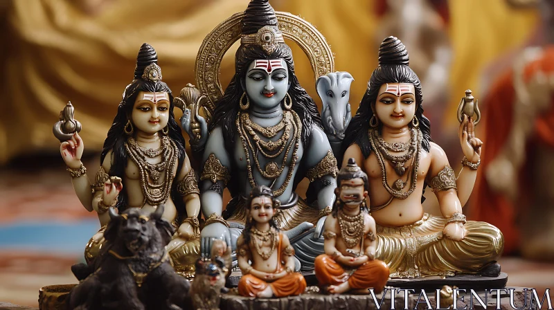 AI ART Divine Hindu God Statue Family