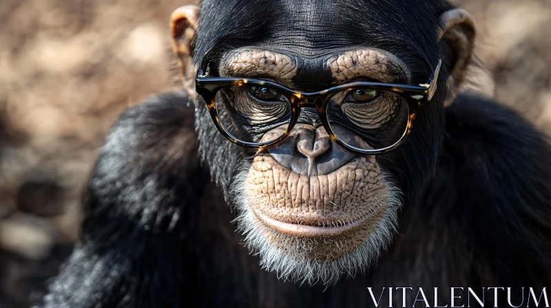 Chimpanzee Portrait with Glasses AI Image