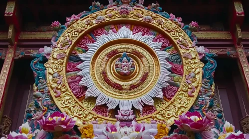 Symmetrical and Ornate Temple Carving