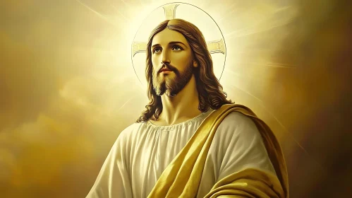 Serene Depiction of Jesus with Divine Halo