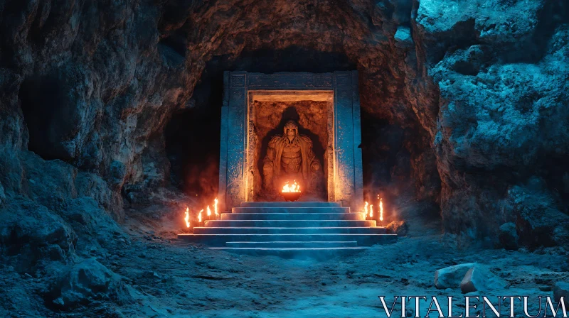 Ancient Ritual in a Mystical Cave AI Image