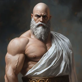 Ancient God with Muscular Build and Intense Gaze